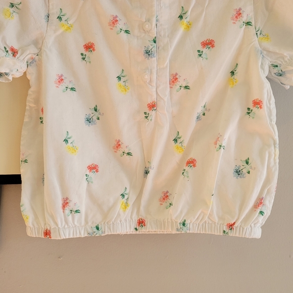 Jack & Janie Girl's Ditsy Floral Puff Sleeve Spring Poplin White Top 6 - Picture 8 of 11